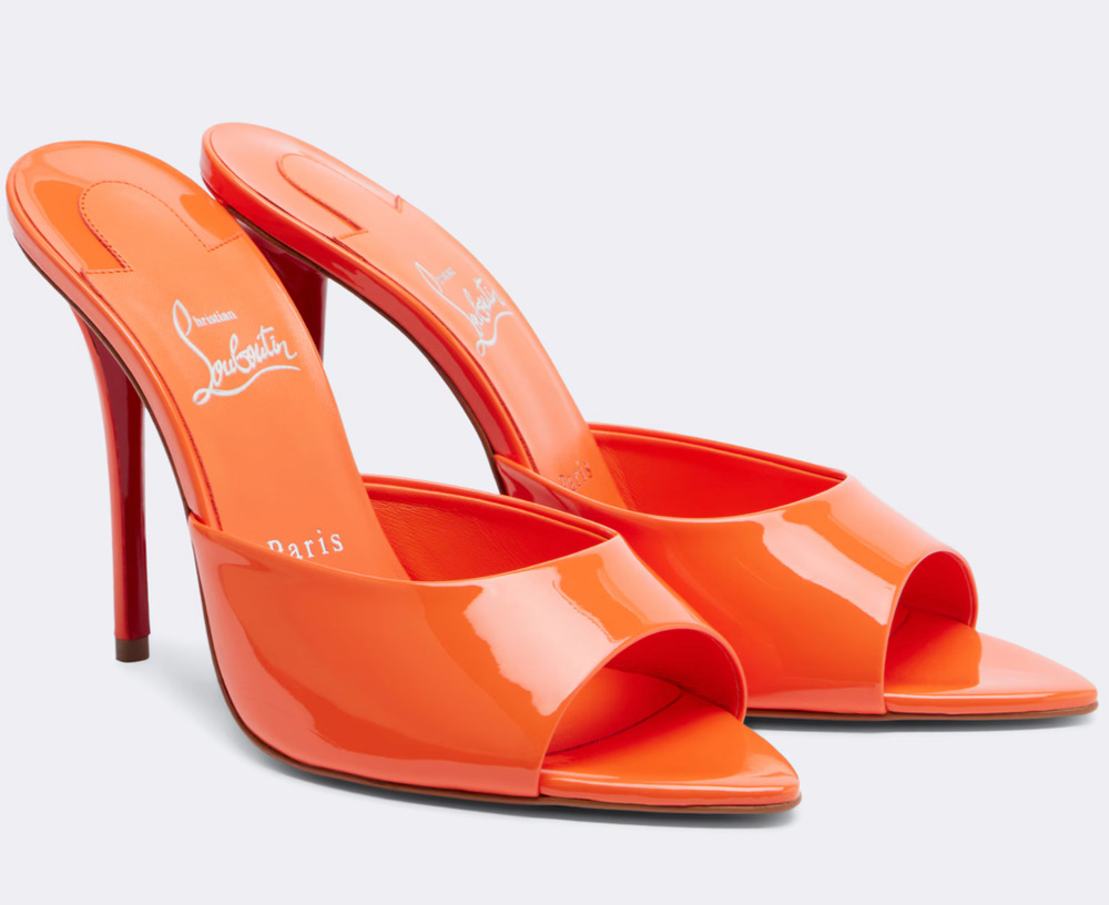 Christian Louboutin Miss Z Mule 100 Caruzo Orange Backless Sandal Heel Pump 36